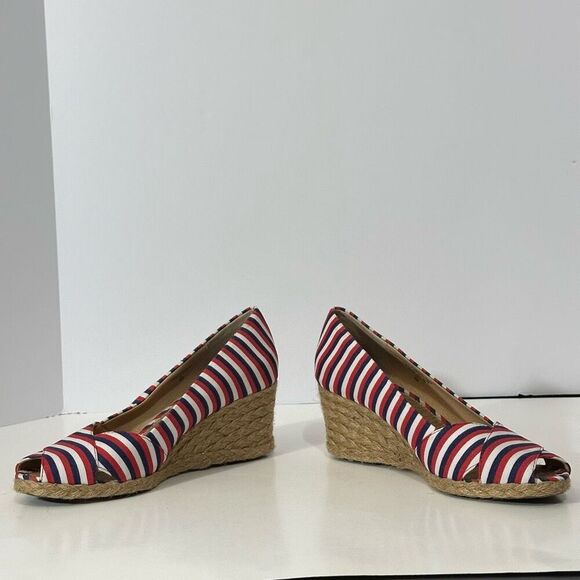 Adrienne Vittadini Bailee Wedge White, Blue, Red | Women Size 9 - Picture 5 of 12